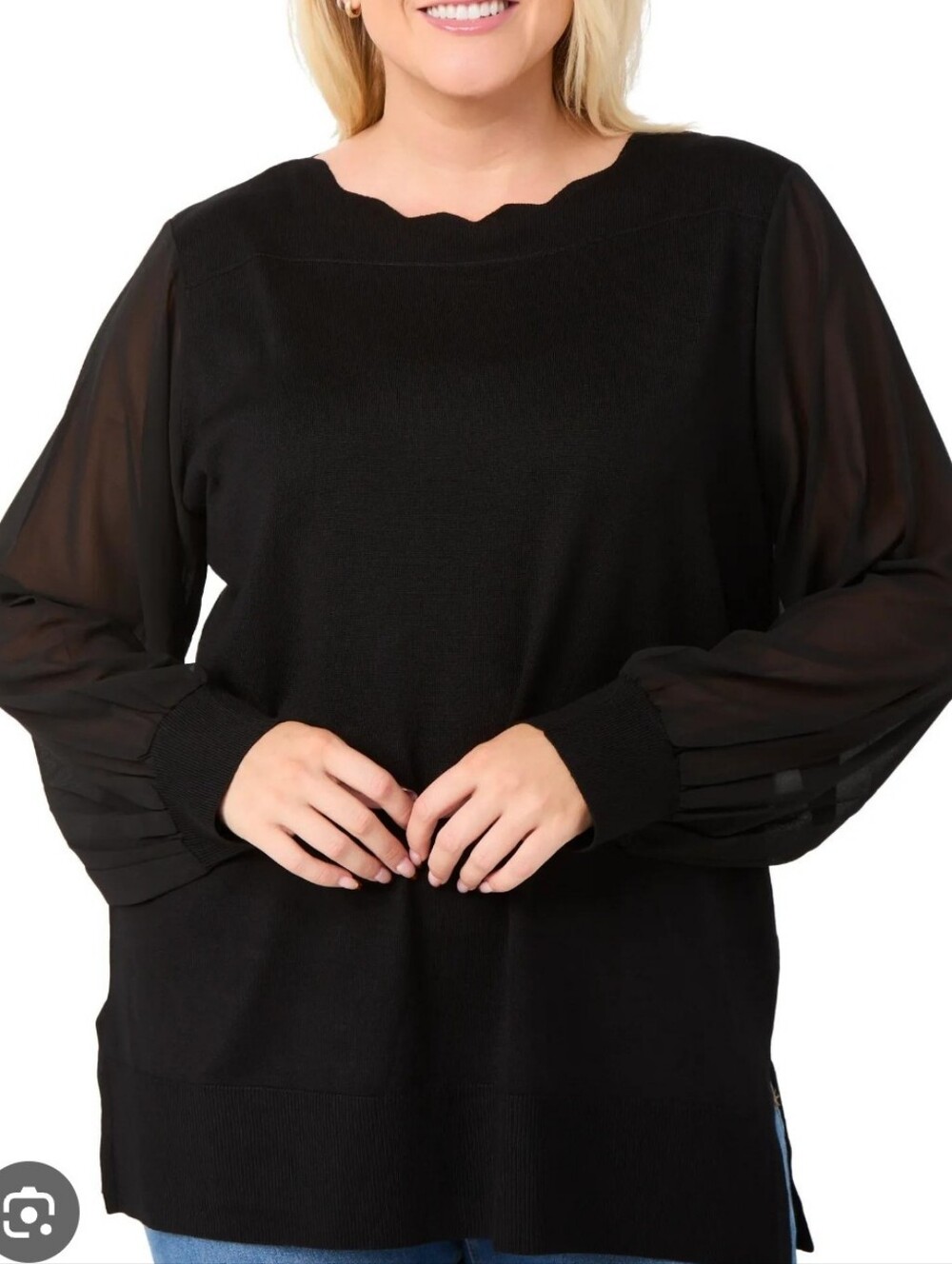 Cable & Gauge Woman Black Knit Top